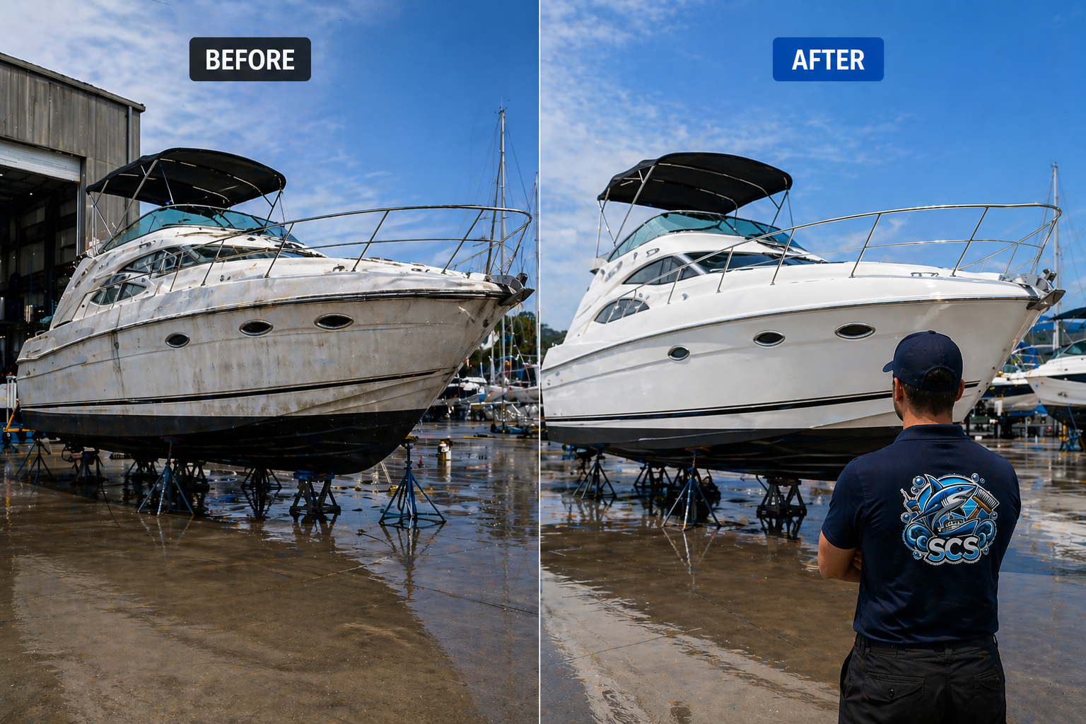 Pressure-washing in action — SCS crew at work